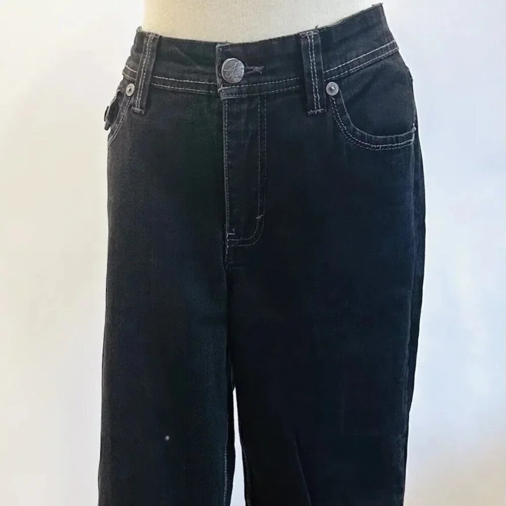 GLORIA VANDERBILT Women Straight Leg Mid rise Denim Black Jeans Pants Size 10